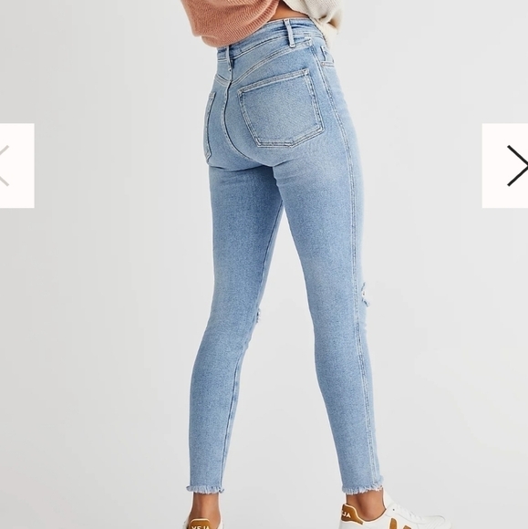 Free People We the Free Raw Hem High Rise Jegging Skinny Jeans Sierra Blue NEW! - Picture 2 of 10